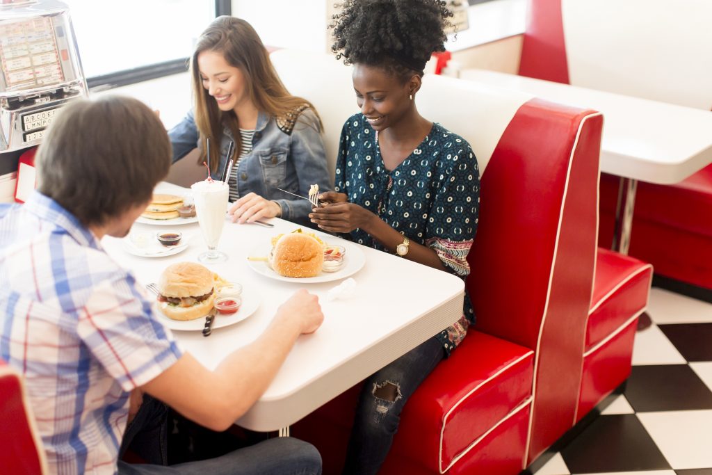 Classic diner counter with stools